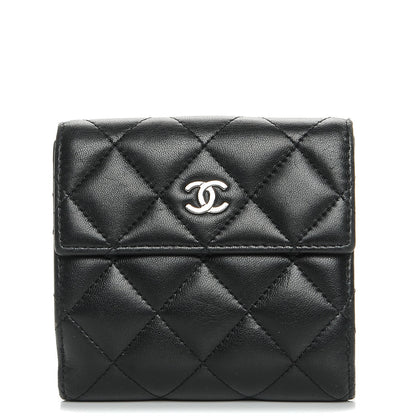 Chanel Lambskin Quilted Compact French Flap Wallet Black 1 of 13