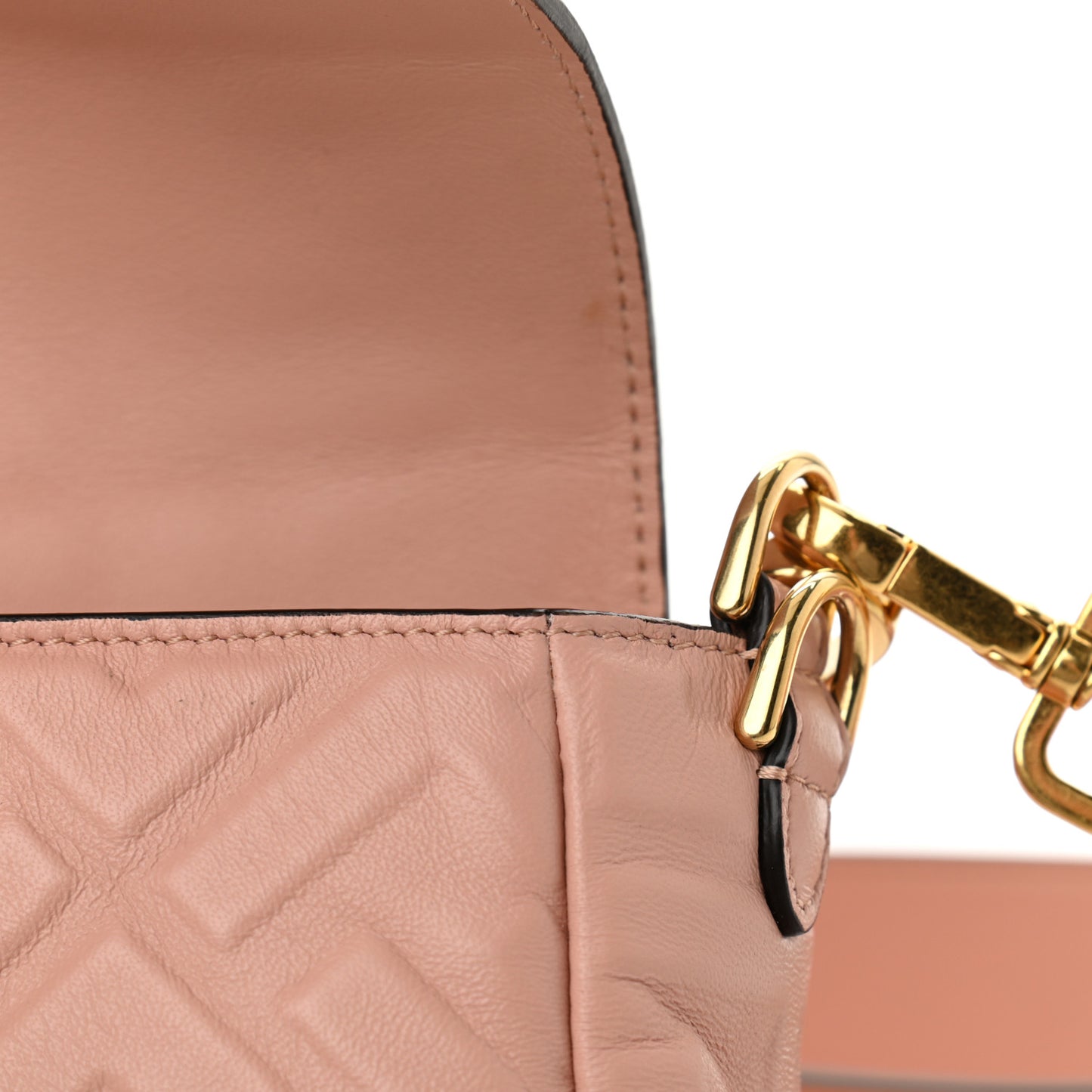 Nappa FF 1974 Embossed Baguette Rosa Bourbon