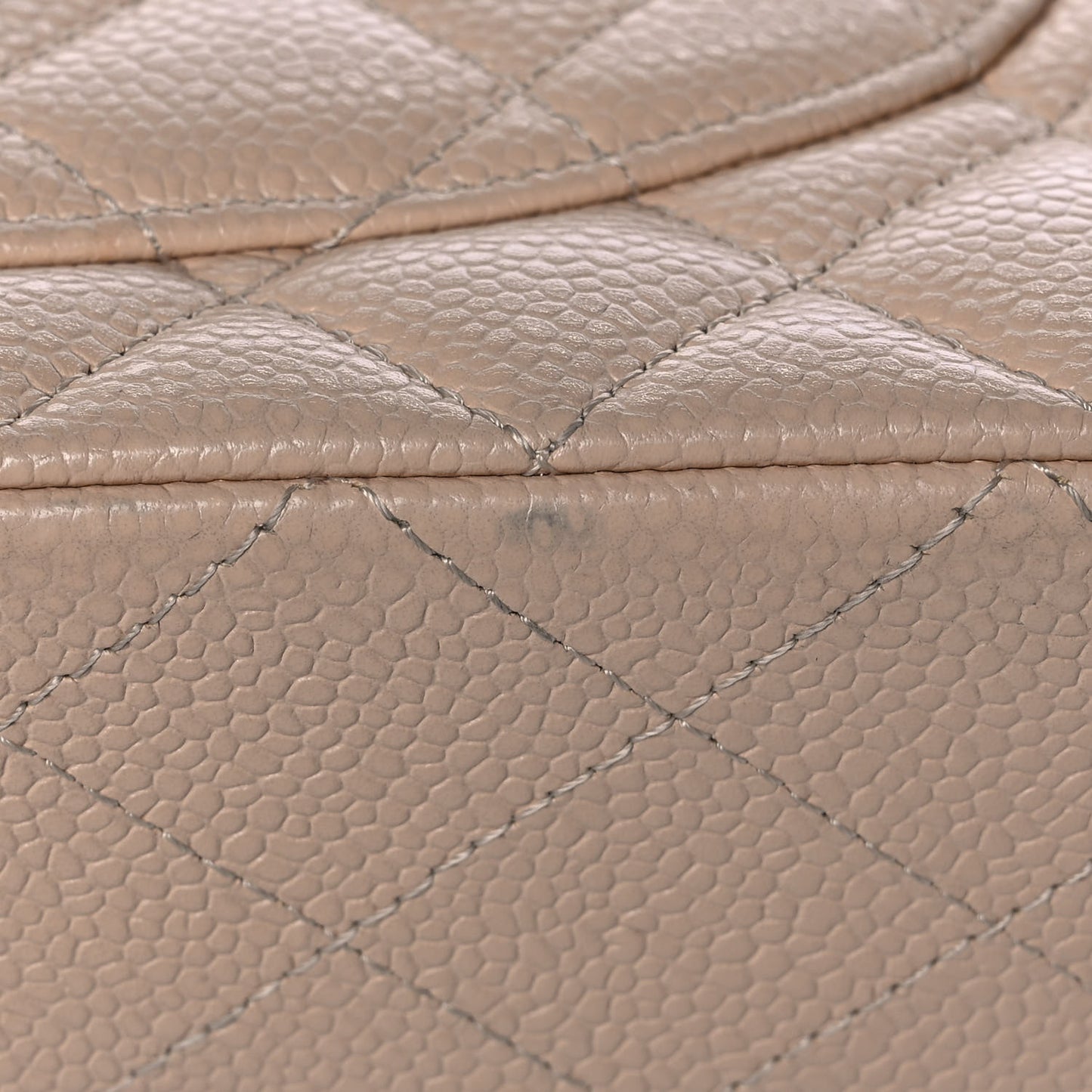 Caviar Quilted Medium Double Flap Beige