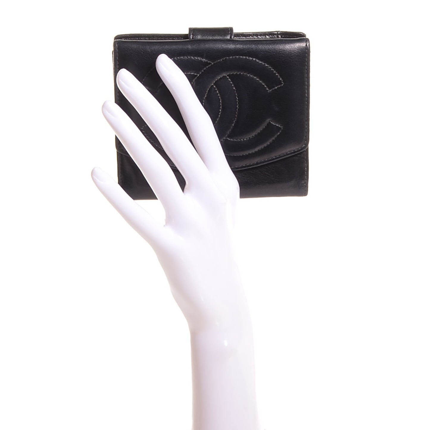 Lambskin CC French Wallet Black