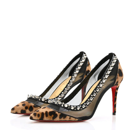 Christian Louboutin Pony Hair Galativi Spikes 85 Pumps 37 Brown Silver 3 of 7