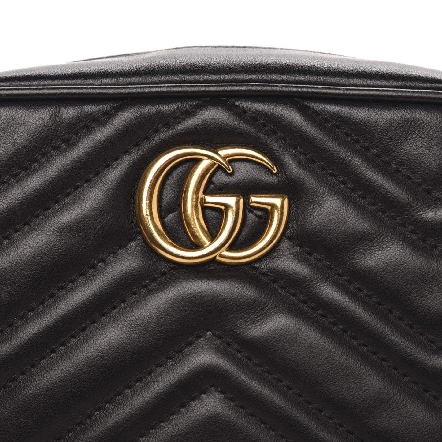 Calfskin Matelasse Mini GG Marmont Chain Shoulder Bag Black