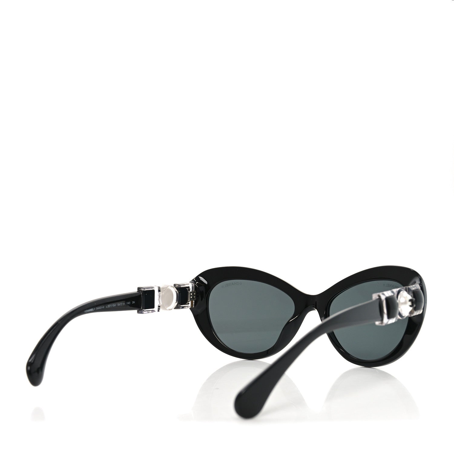Chanel Acetate Glass Pearls Cat Eye Sunglasses 5443-H Black 4 of 7