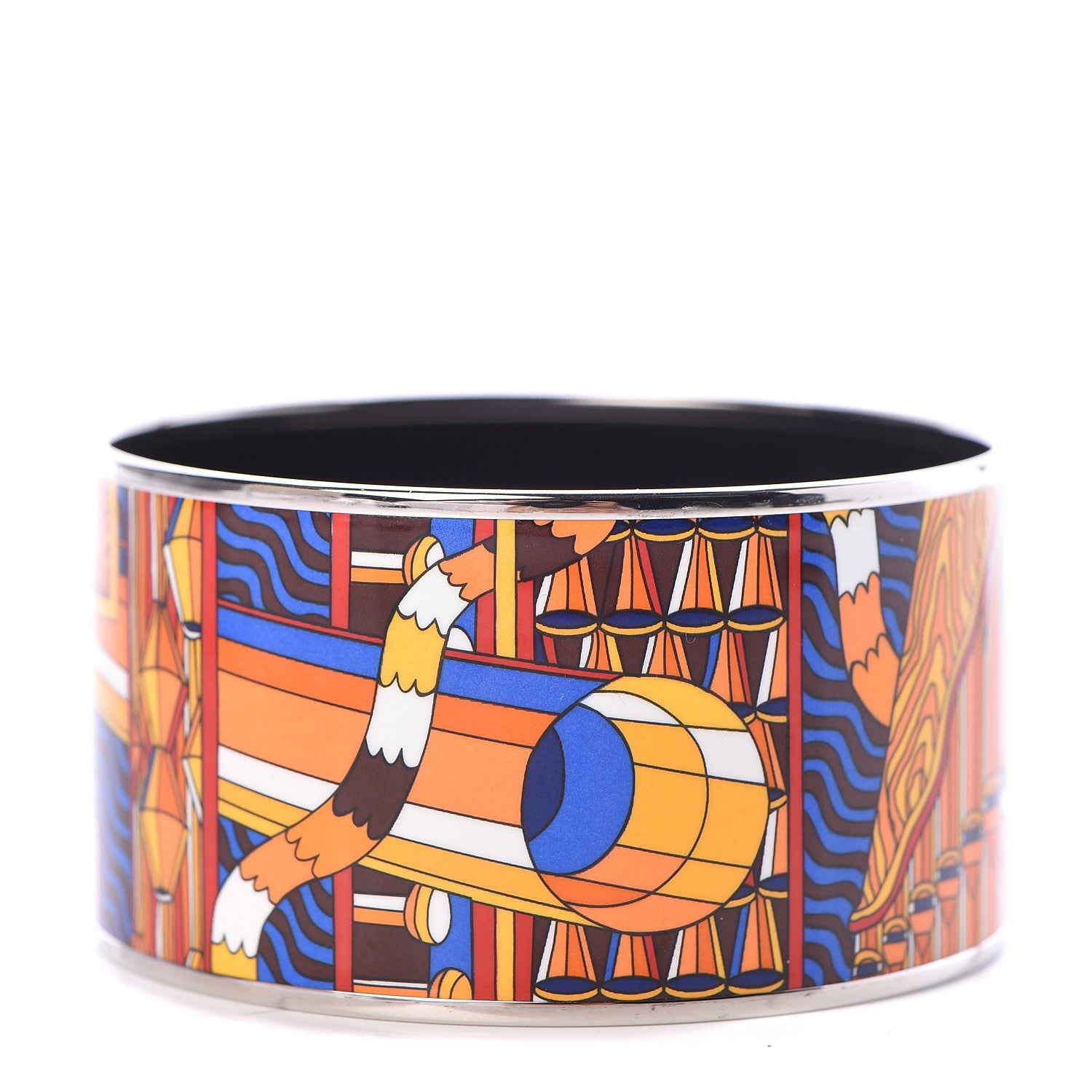 Hermes Enamel Printed Point D'Orgue Extra Wide Bracelet 70 Ensoleille 1 of 4