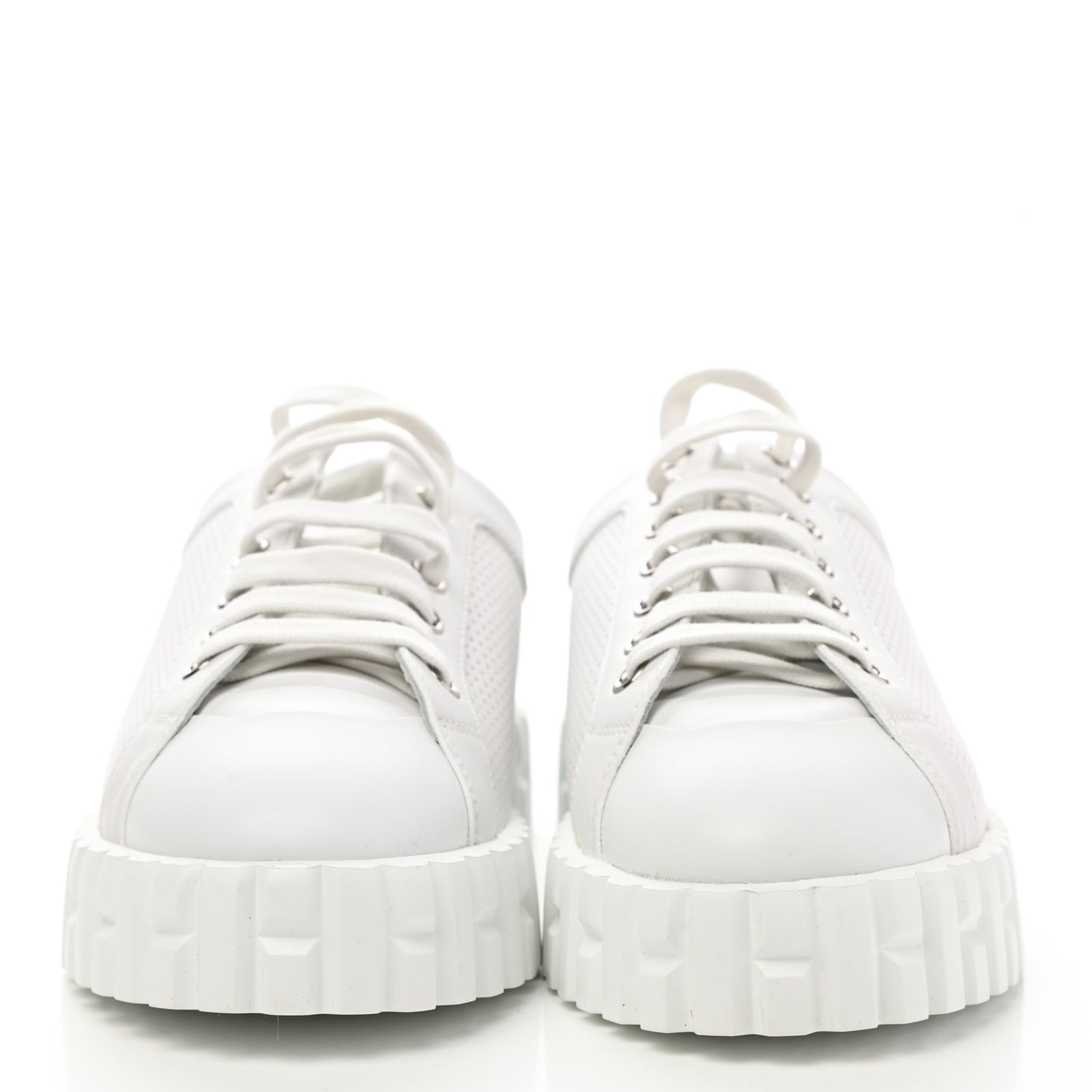 Perforated Calfskin Cross Sneakers 35.5 White