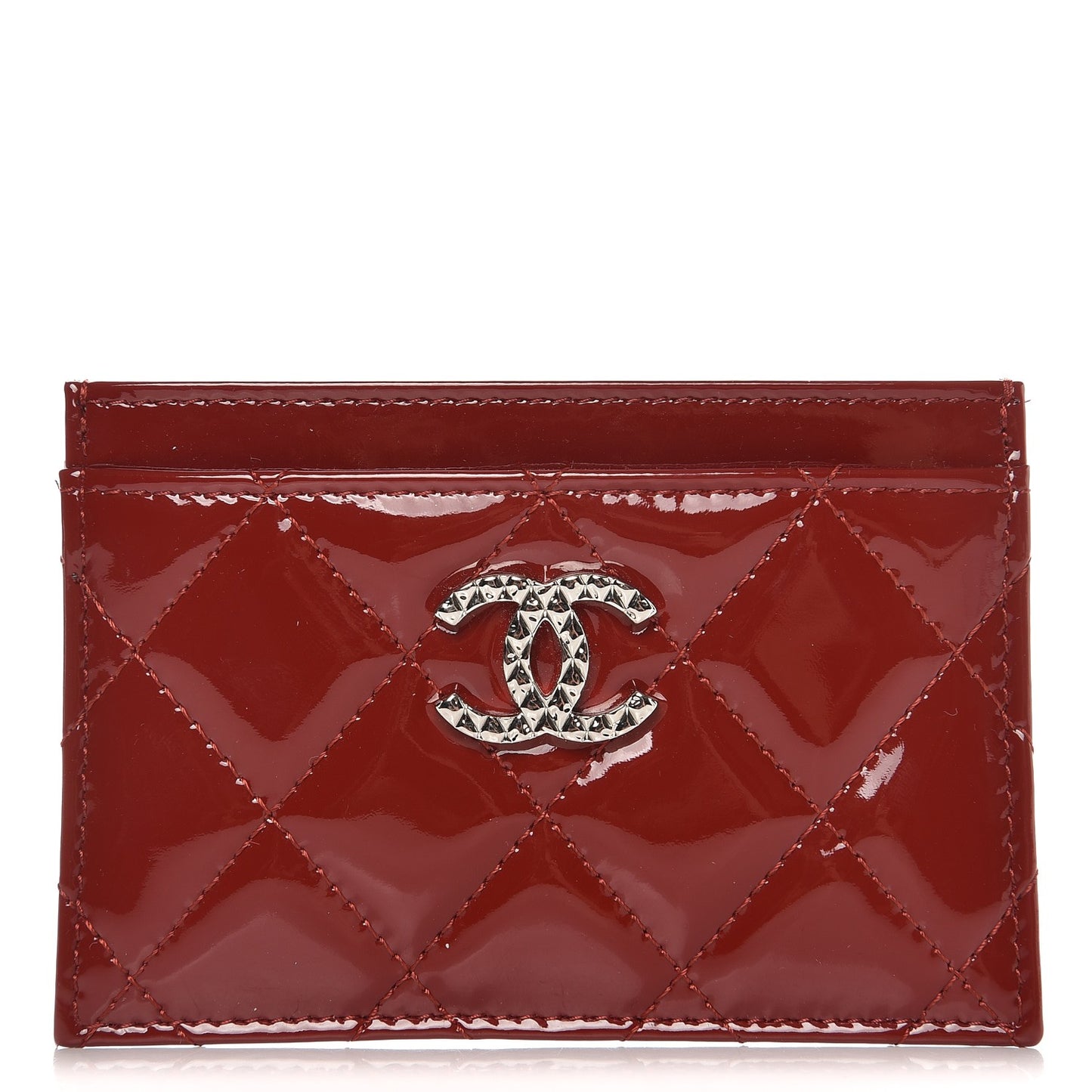 Patent Quilted Brilliant Card Holder Red