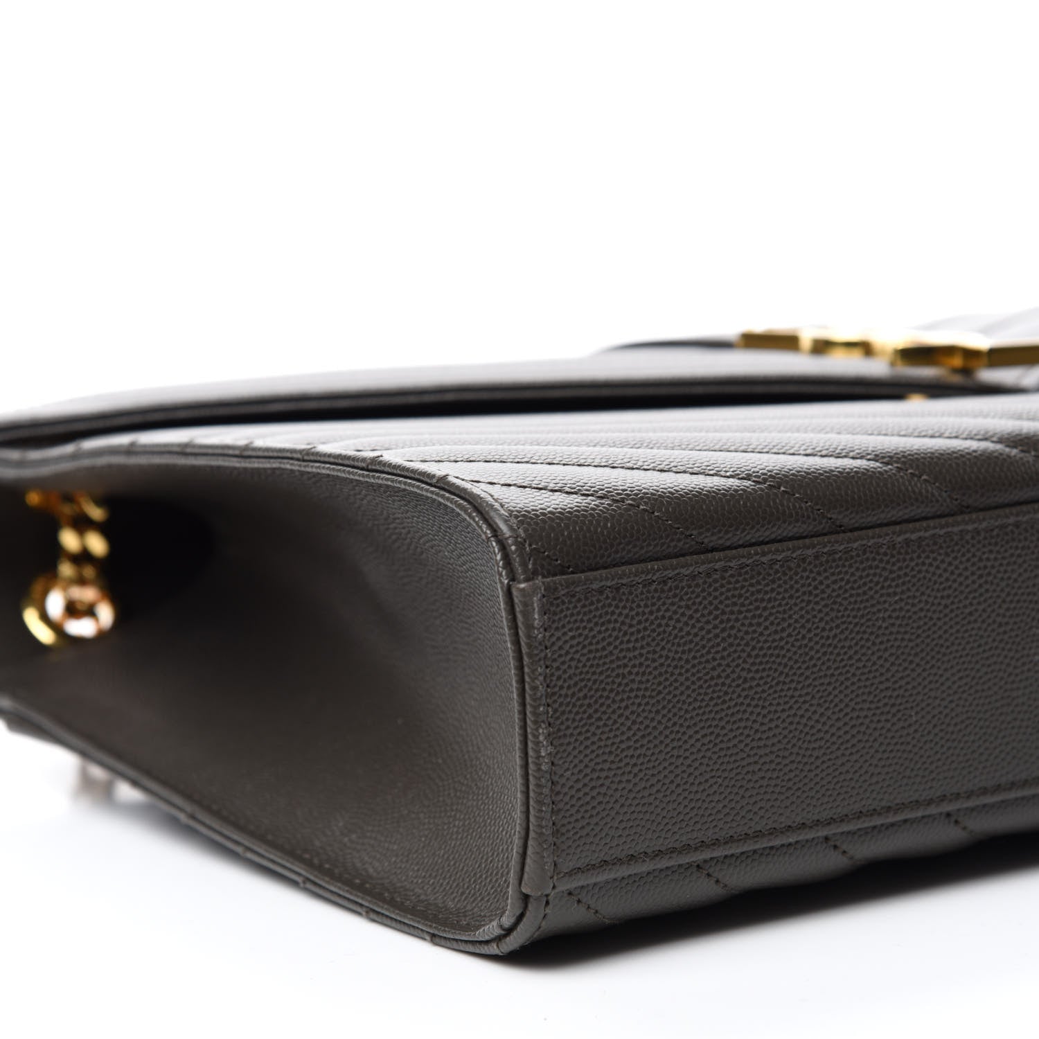 Saint Laurent Grain De Poudre Matelasse Chevron Large Monogram Satchel Bronze 6 of 11