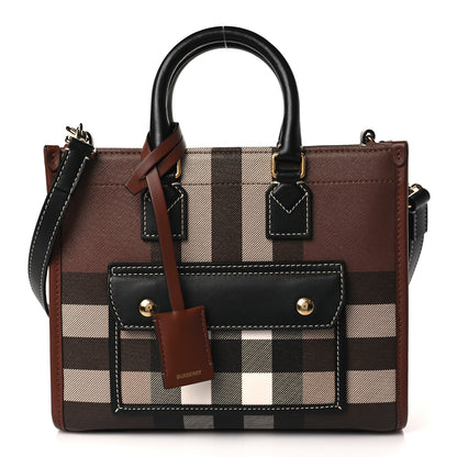 Burberry E-Canvas Check Calfskin Mini Freya Tote Dark Birch Brown 1 of 8