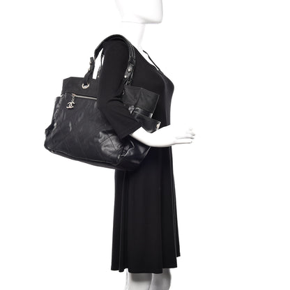 Chanel Coated Canvas Quilted Large Paris Biarritz Tote Black 2 of 19