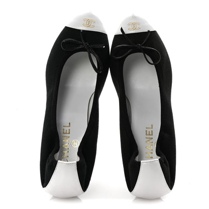 Chanel Canvas Calfskin Cap Toe Bow CC Pumps 40 Black White 2 of 8