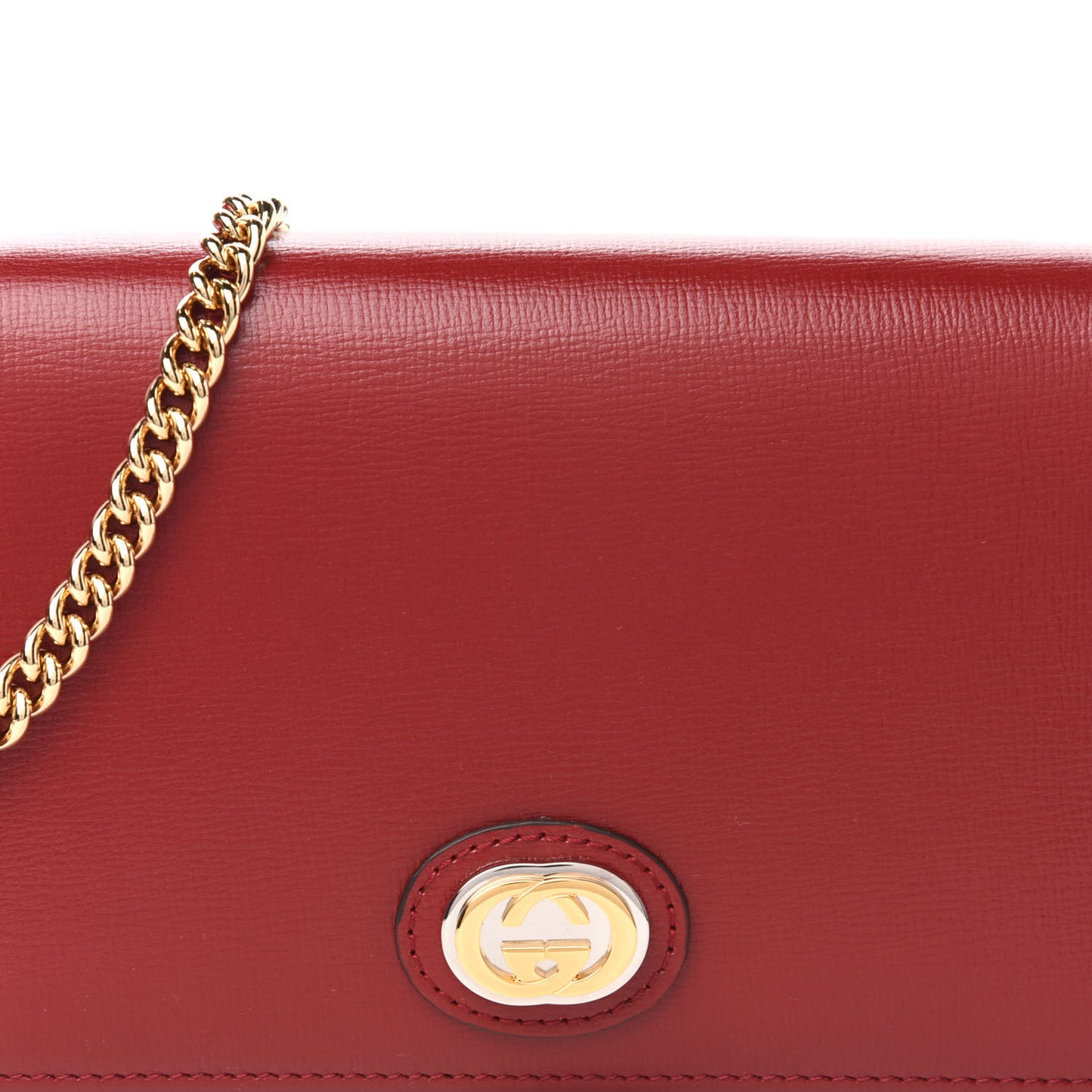 Azalea Calfskin Marina Chain Wallet New Cherry Red