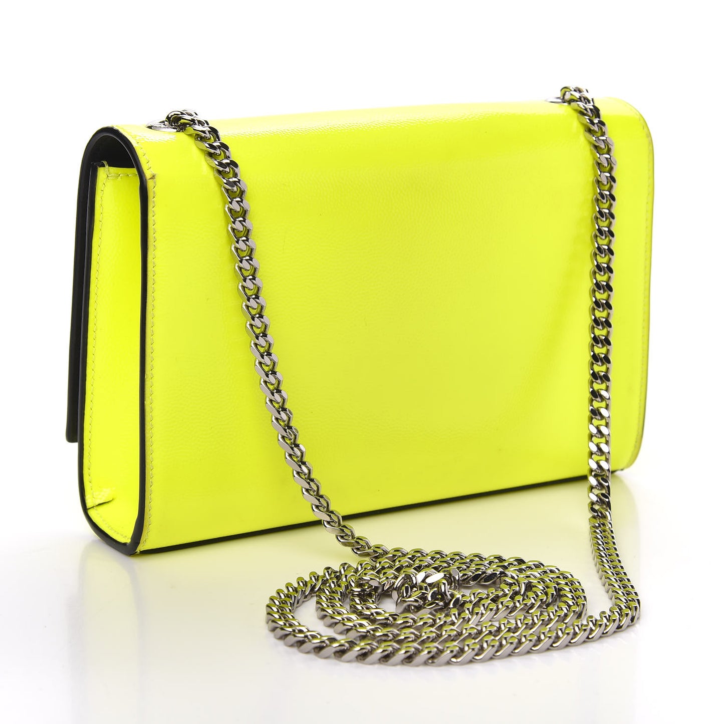 Patent Grain de Poudre Small Monogram Kate Satchel Neon Yellow