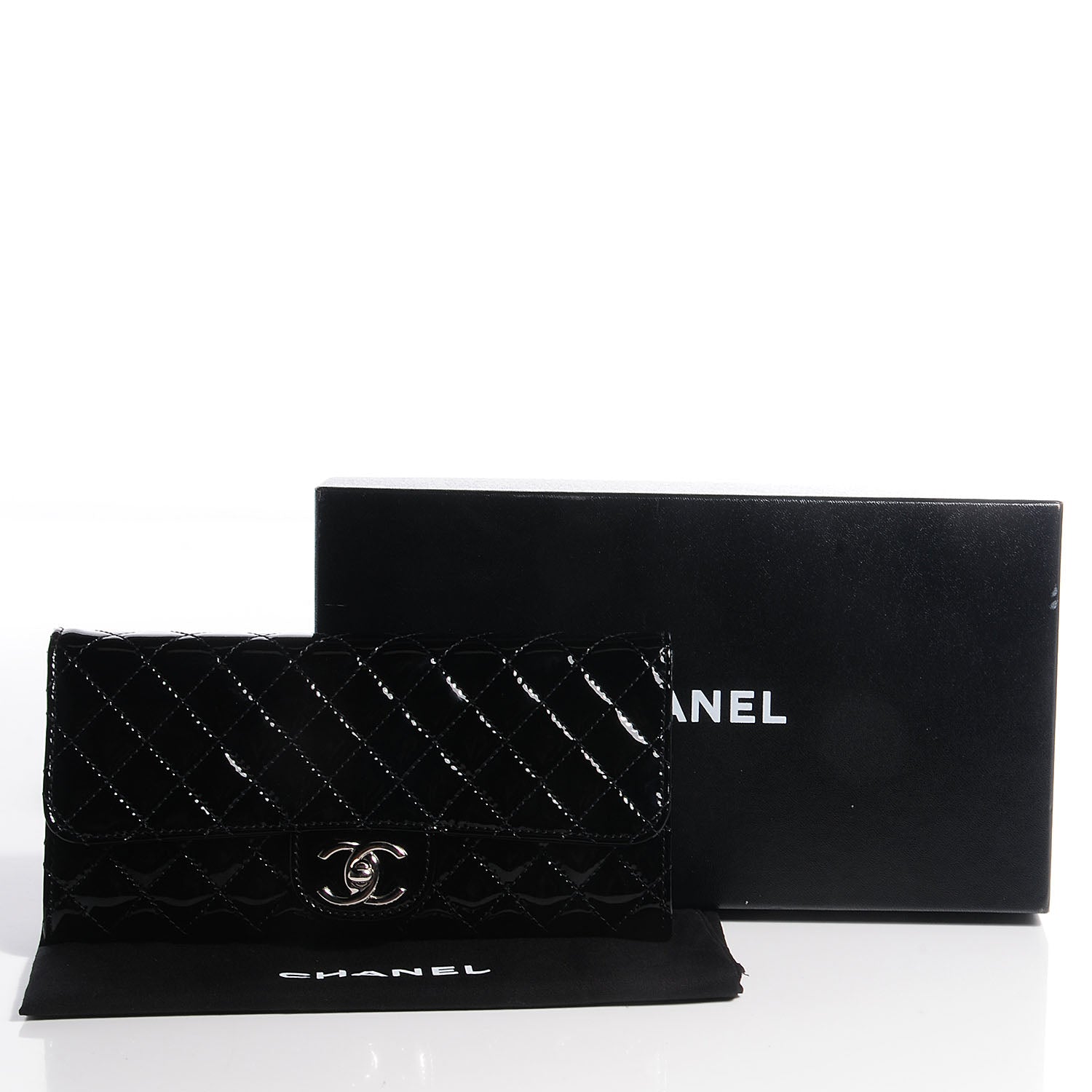 Chanel Patent Quilted Clutch Flap Black 5 of 8
