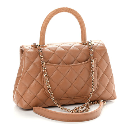 Chanel Caviar Quilted Lizard Embossed Mini Coco Handle Flap Brown 3 of 9