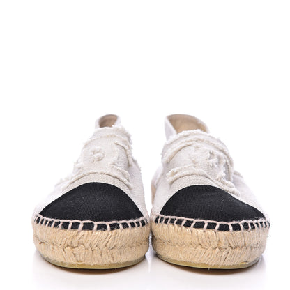 Chanel Linen CC Espadrilles 35 Beige Black 2 of 12