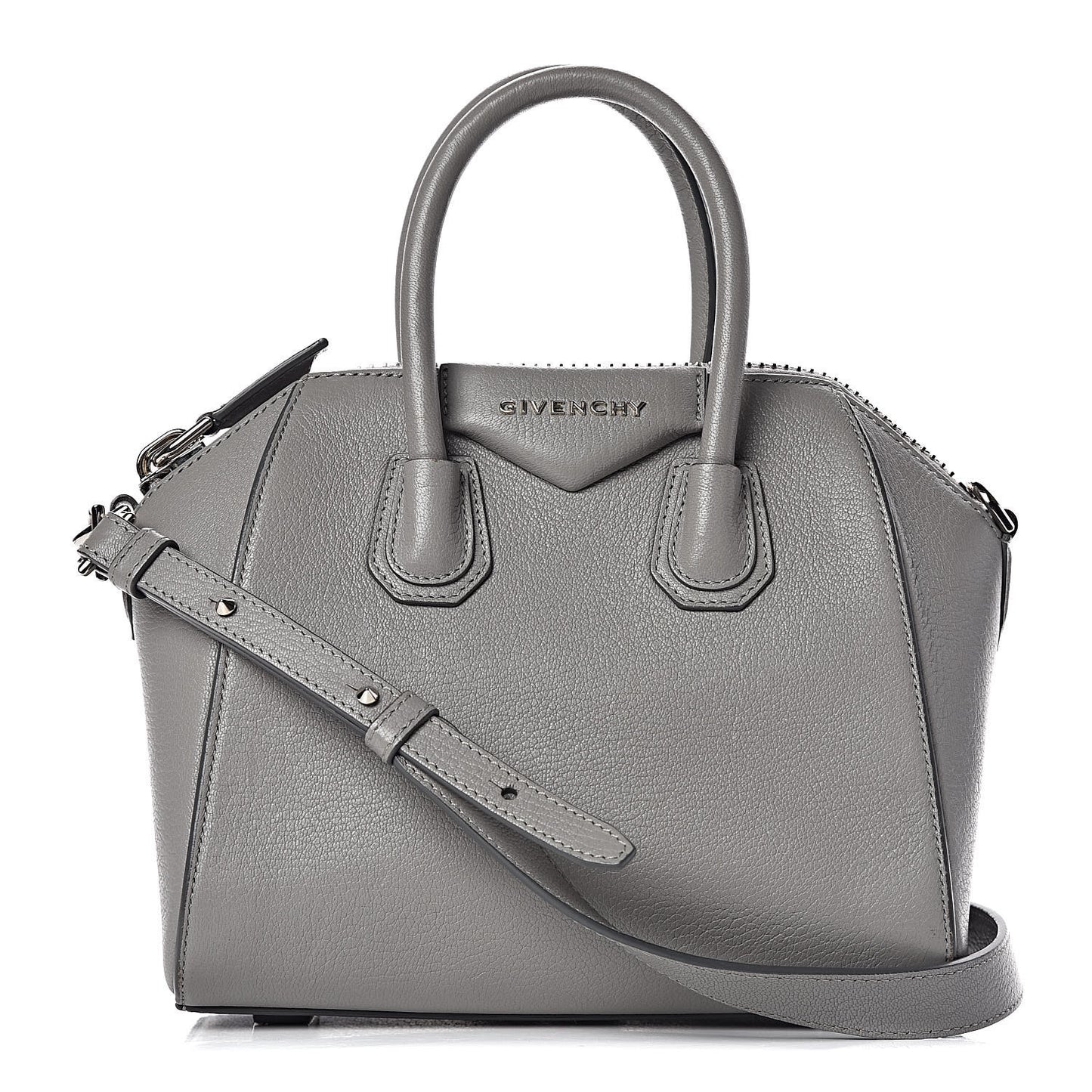 Sugar Goatskin Mini Antigona Pearl Grey