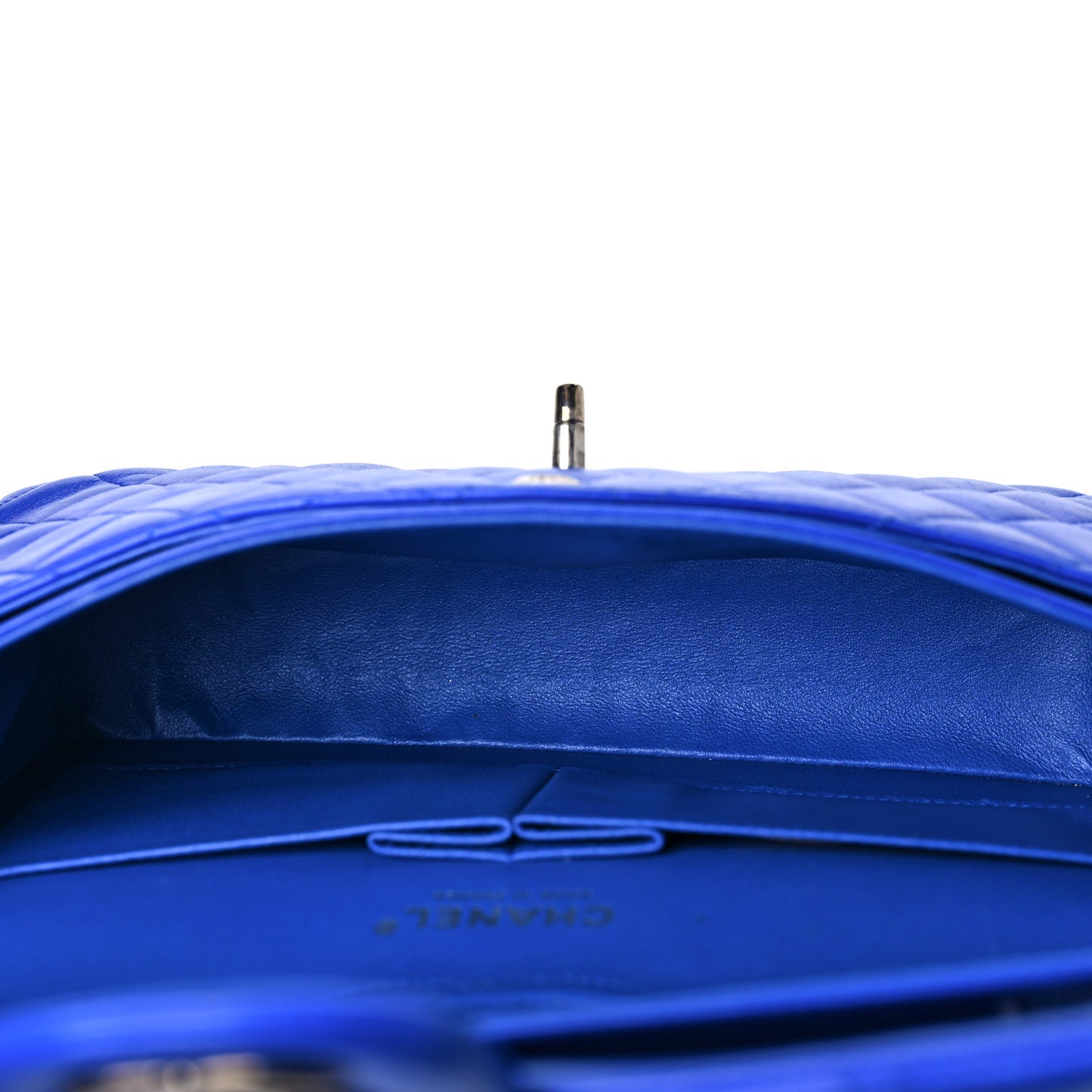 Lambskin Quilted Medium Double Flap Blue