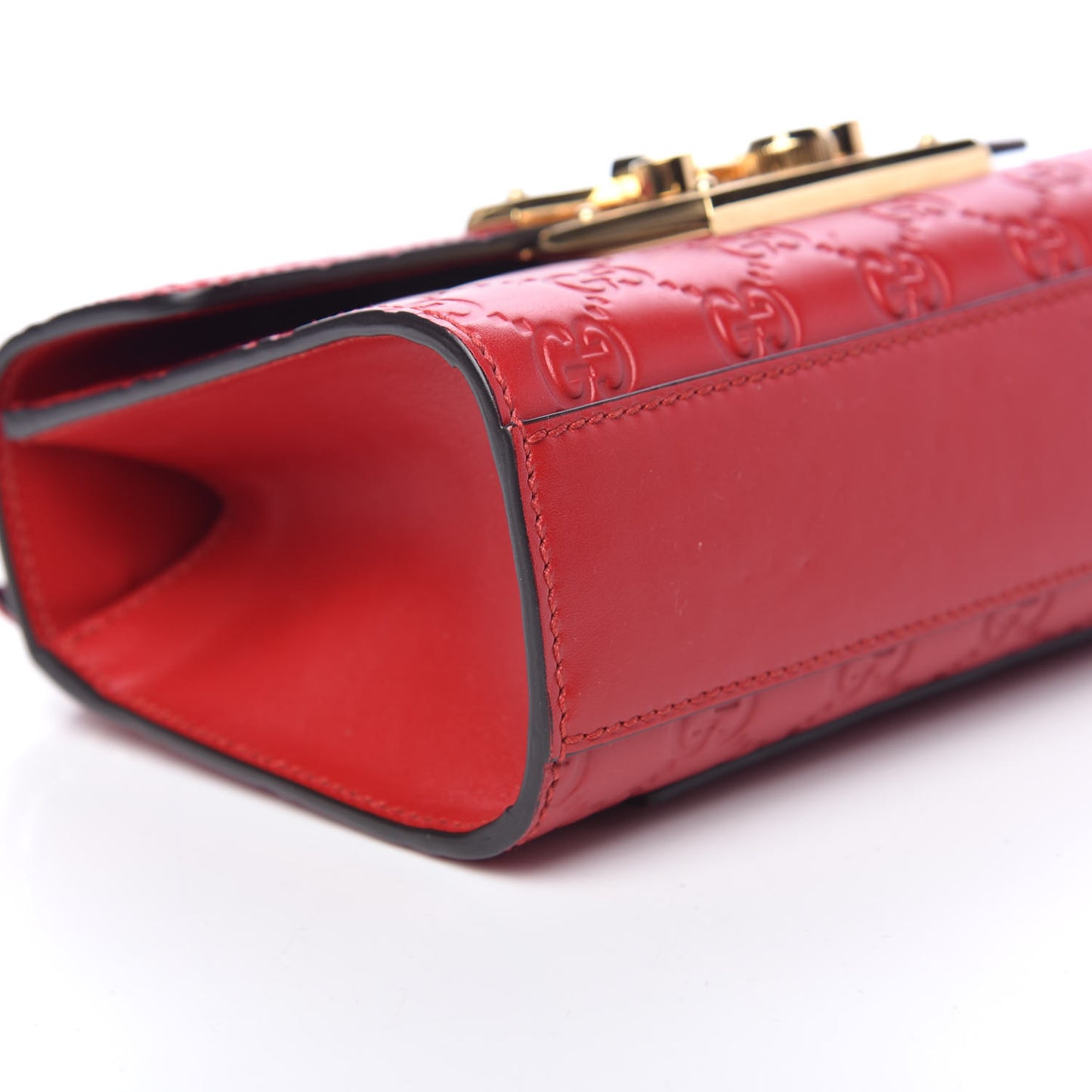 Guccissima Small Padlock Shoulder Bag Hibiscus Red