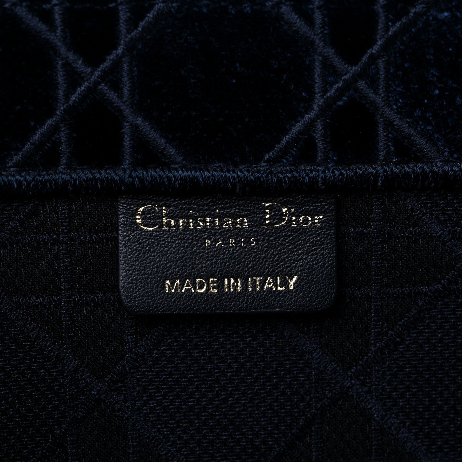 Christian Dior Velvet Cannage Large Book Tote Navy Blue 6 of 17