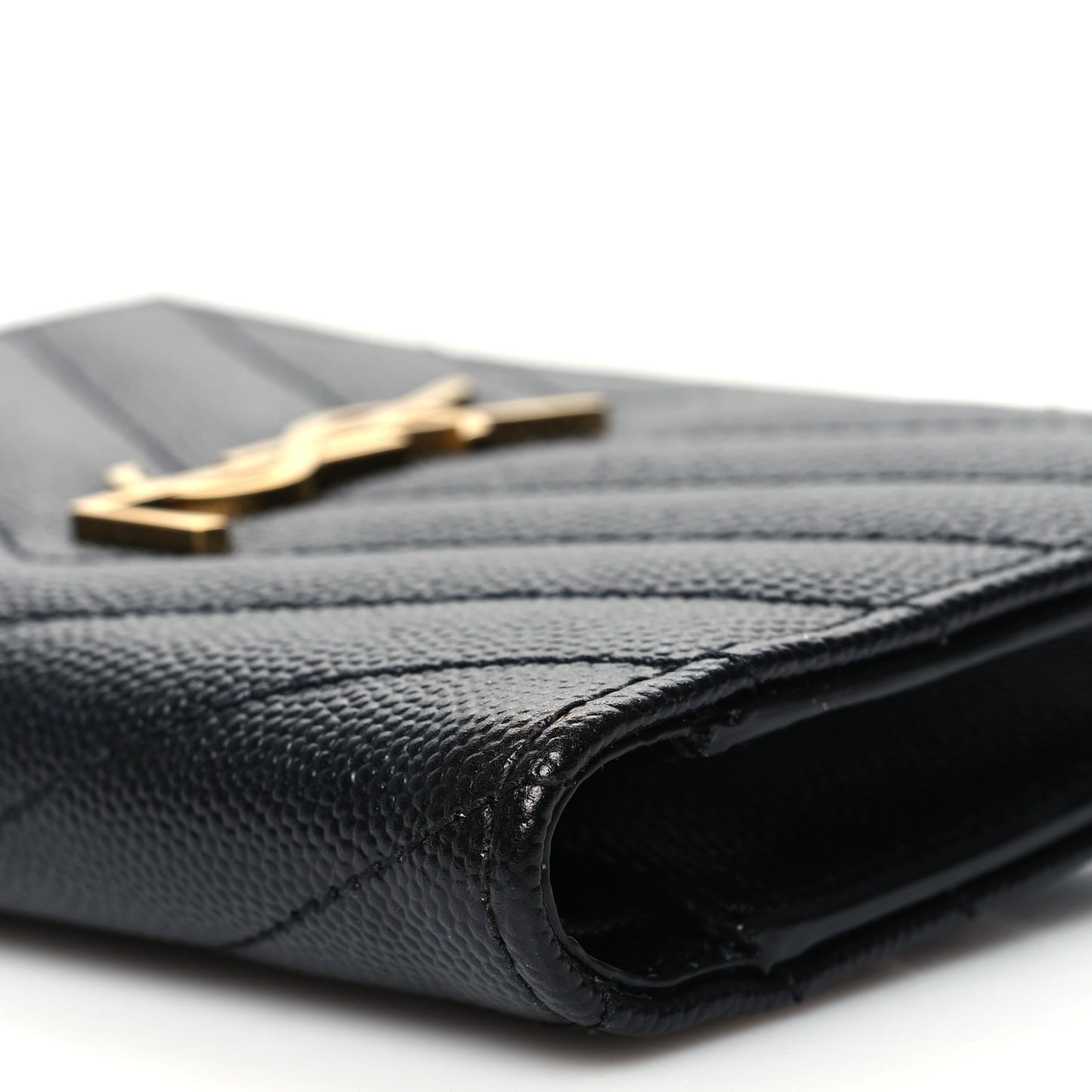 Grain De Poudre Matelasse Chevron Monogram Zipped Two-Part Wallet Black