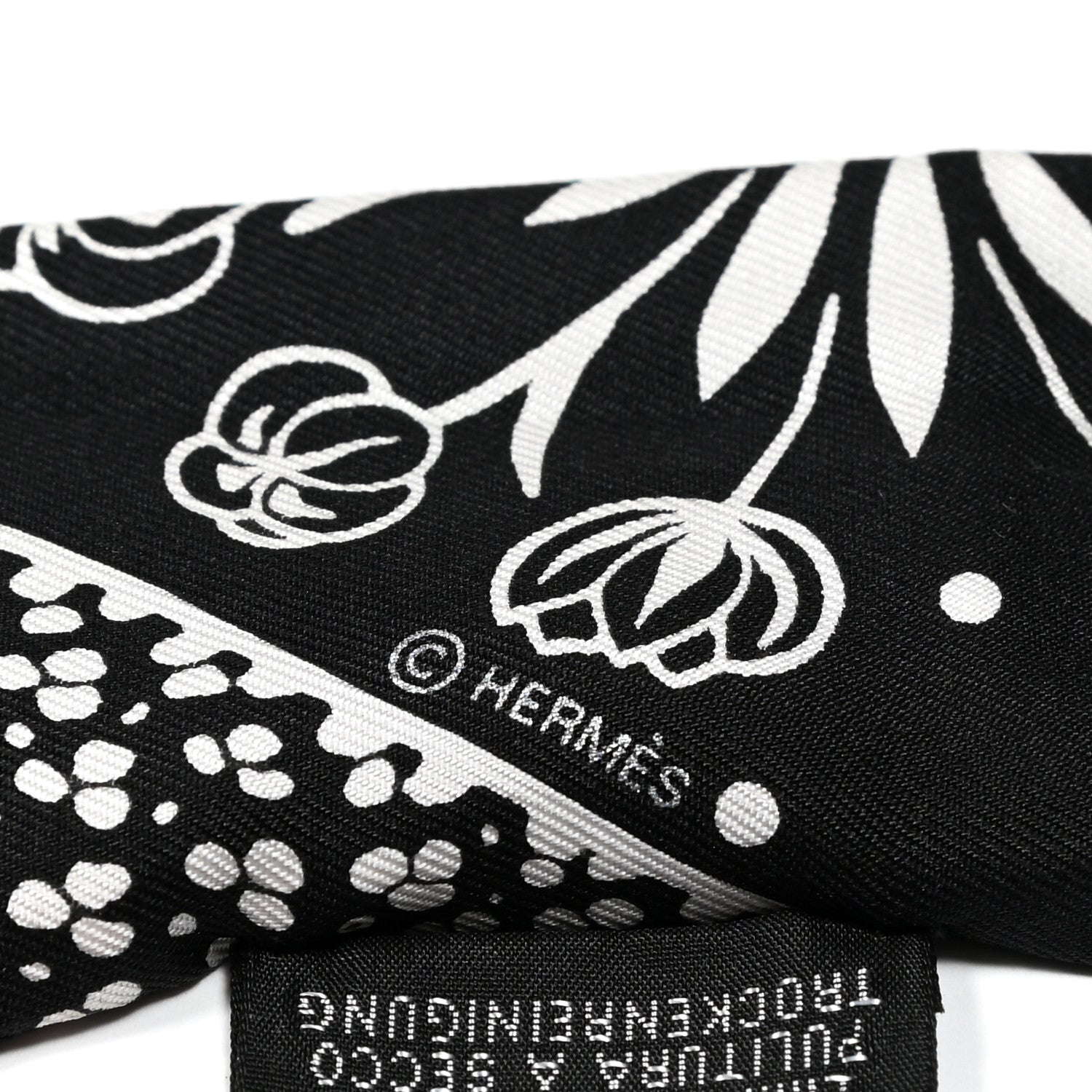 Hermes Silk Les Leopards Twilly Black White 3 of 5