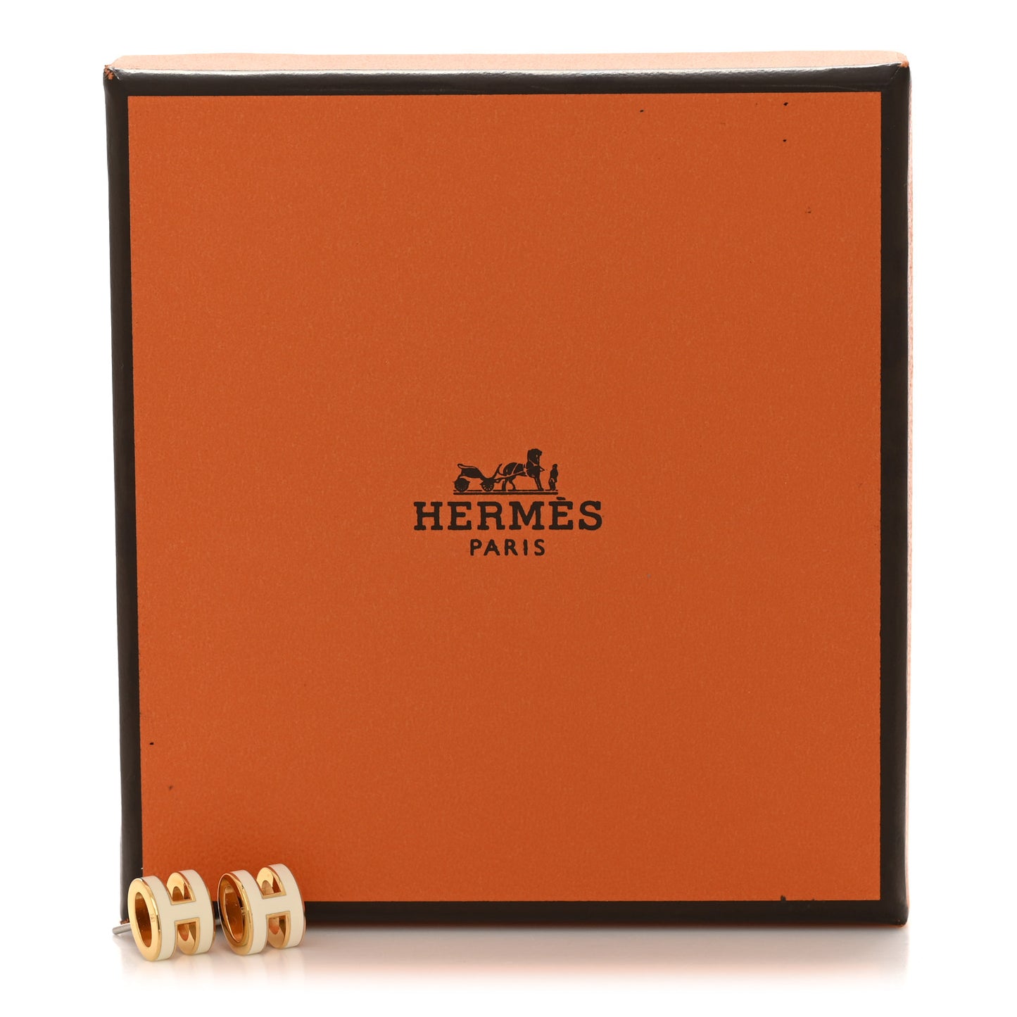 Gold Lacquered Pop H Earrings White
