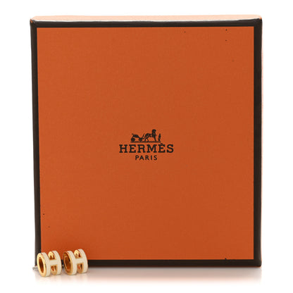 Hermes Gold Lacquered Pop H Earrings White 8 of 8