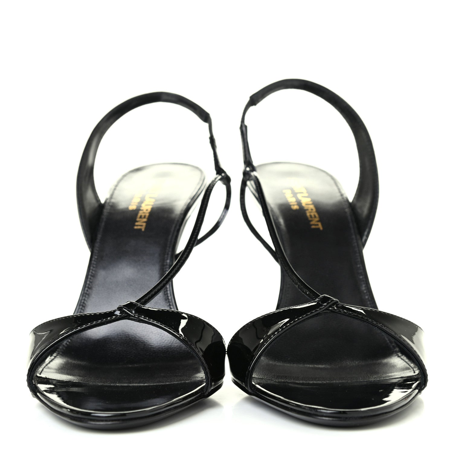 Saint Laurent Patent Calfskin Anouk 110 Sandals 38 Black 2 of 4