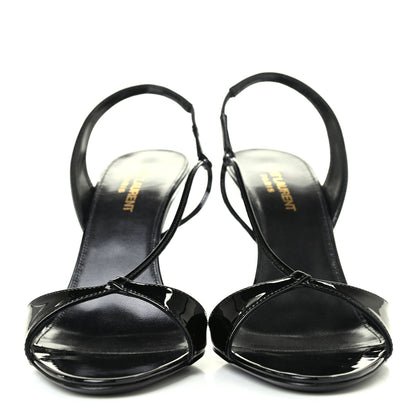 Saint Laurent Patent Calfskin Anouk 110 Sandals 38 Black 2 of 4