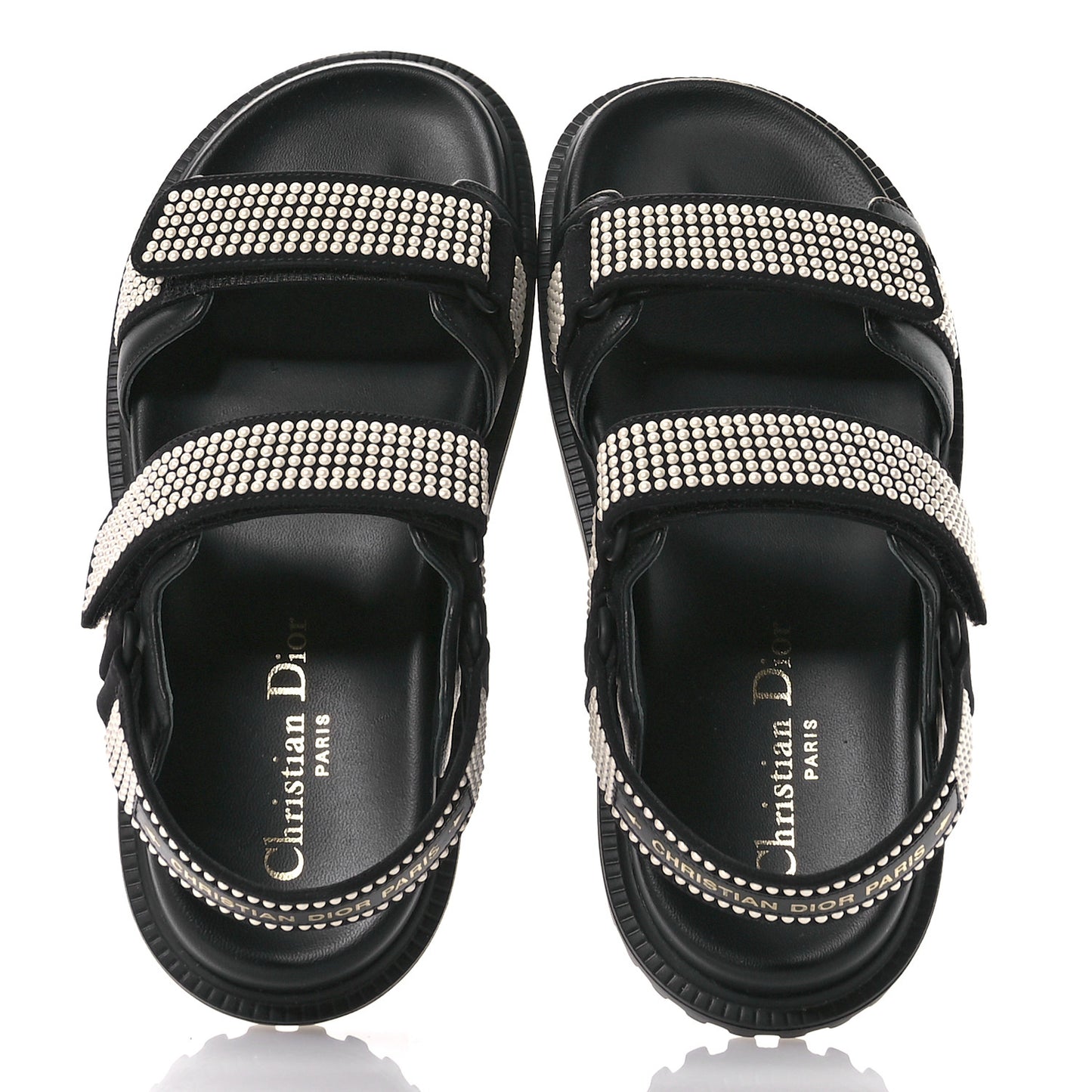 Lambskin Pearl Dioract 10mm Sandals 35 Black