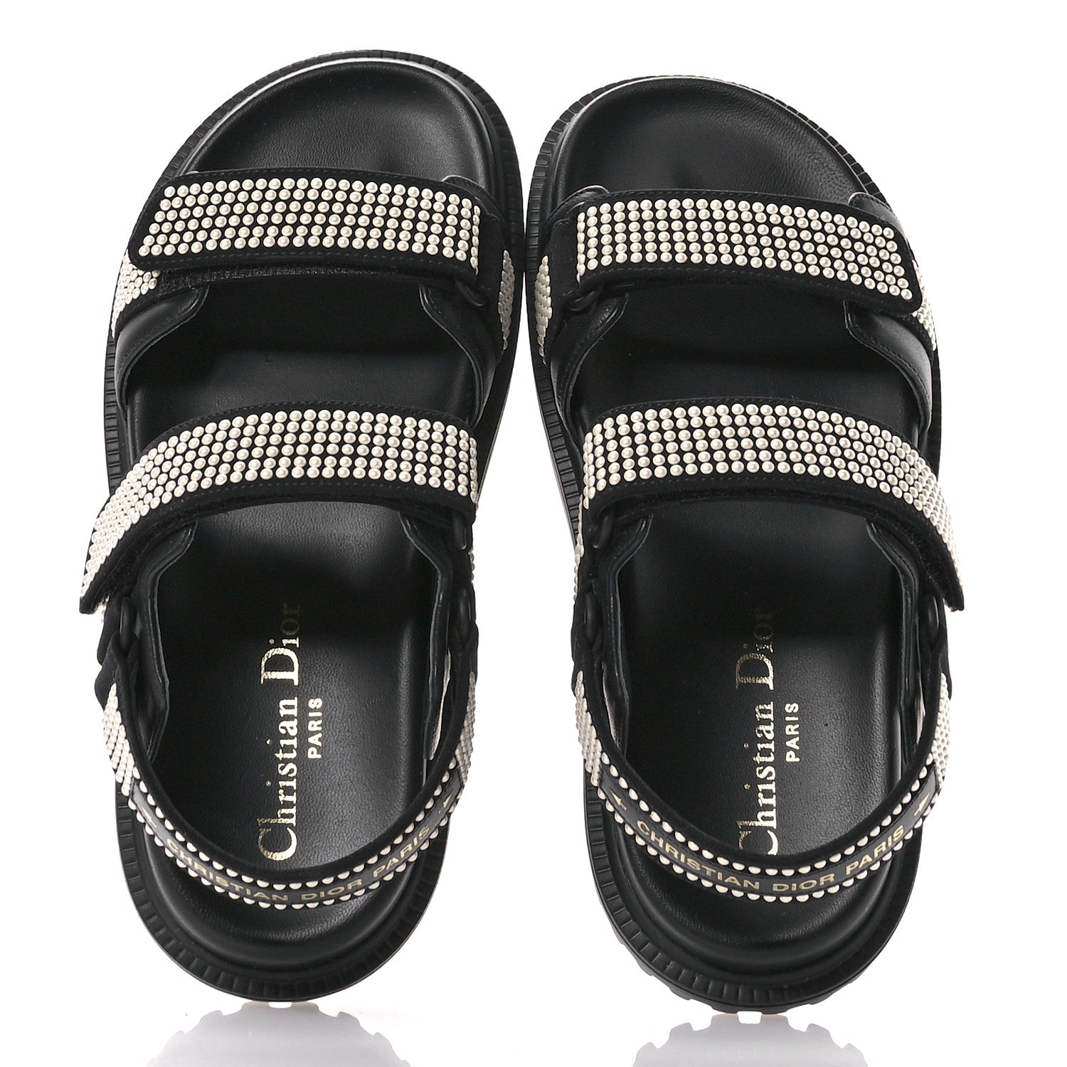 Christian Dior Lambskin Pearl Dioract 10mm Sandals 35 Black 2 of 8