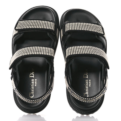 Christian Dior Lambskin Pearl Dioract 10mm Sandals 35 Black 2 of 8