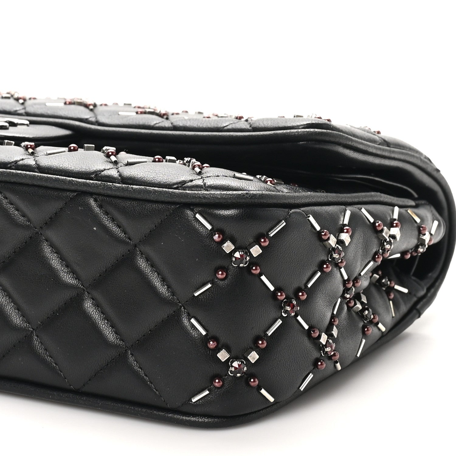 Chanel Lambskin Quilted Beaded Medium Double Flap Black 10 of 11