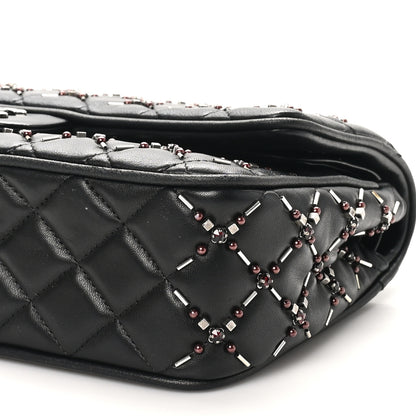 Chanel Lambskin Quilted Beaded Medium Double Flap Black 10 of 11