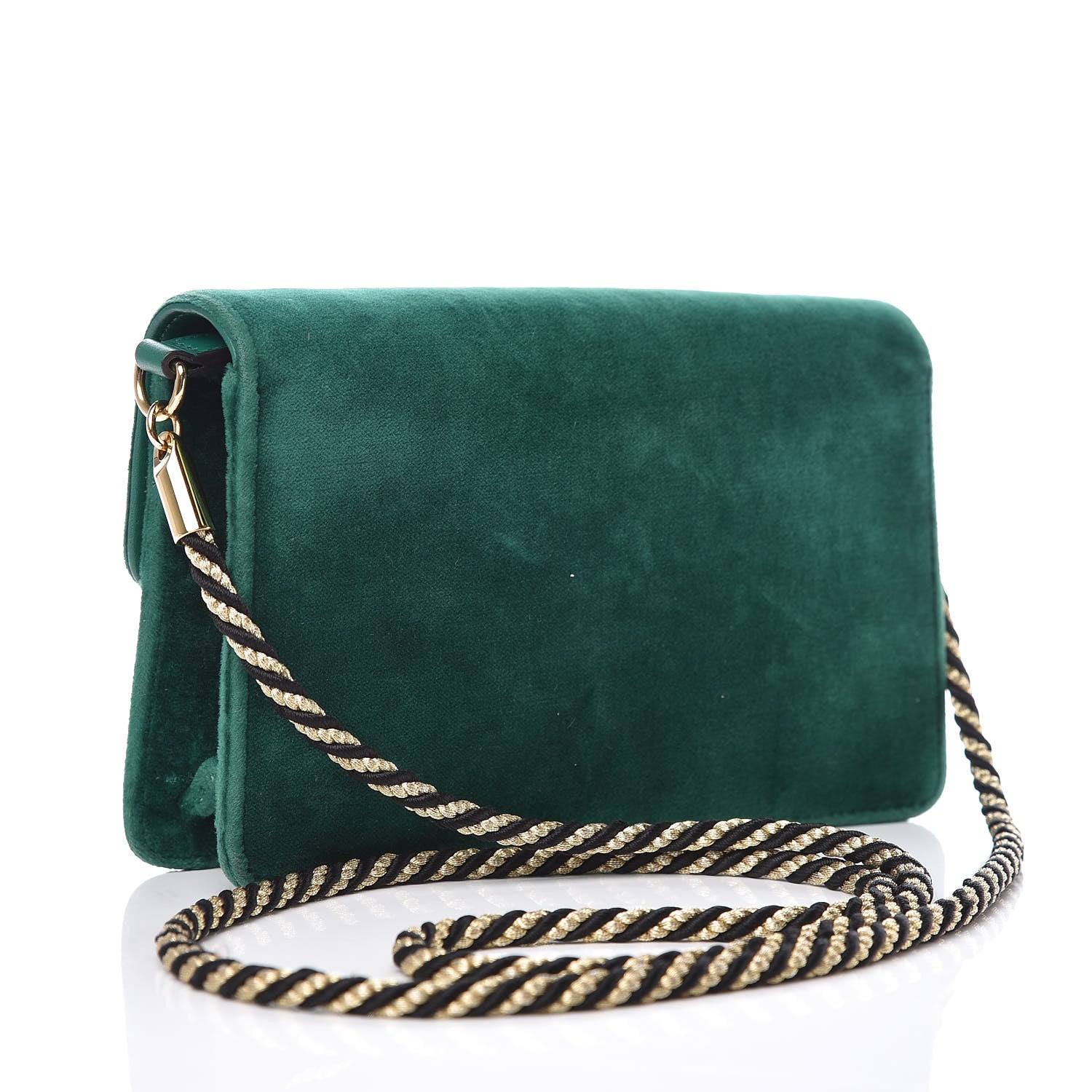 Gucci Velvet Crystal Square G Shoulder Bag Green 3 of 9