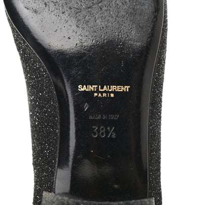 Saint Laurent Metallic Calfskin Smoking Slipper Flat Loafers 38.5 Black Glitter 7 of 9