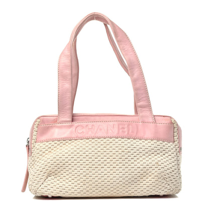 Chanel Canvas Woven Lambskin Lax Shoulder Bag Pink 1 of 9