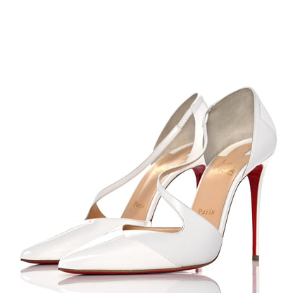 Christian Louboutin Patent Kid Round And Square 100 Pumps 40.5 Bianco 3 of 7