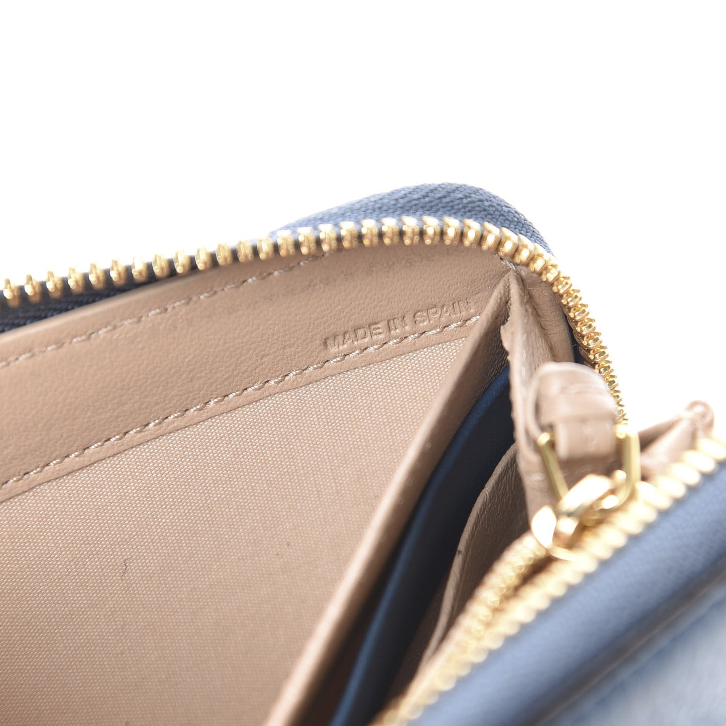 Grained Calfskin Alphabet Long Zip Around Wallet Vinyl Blue