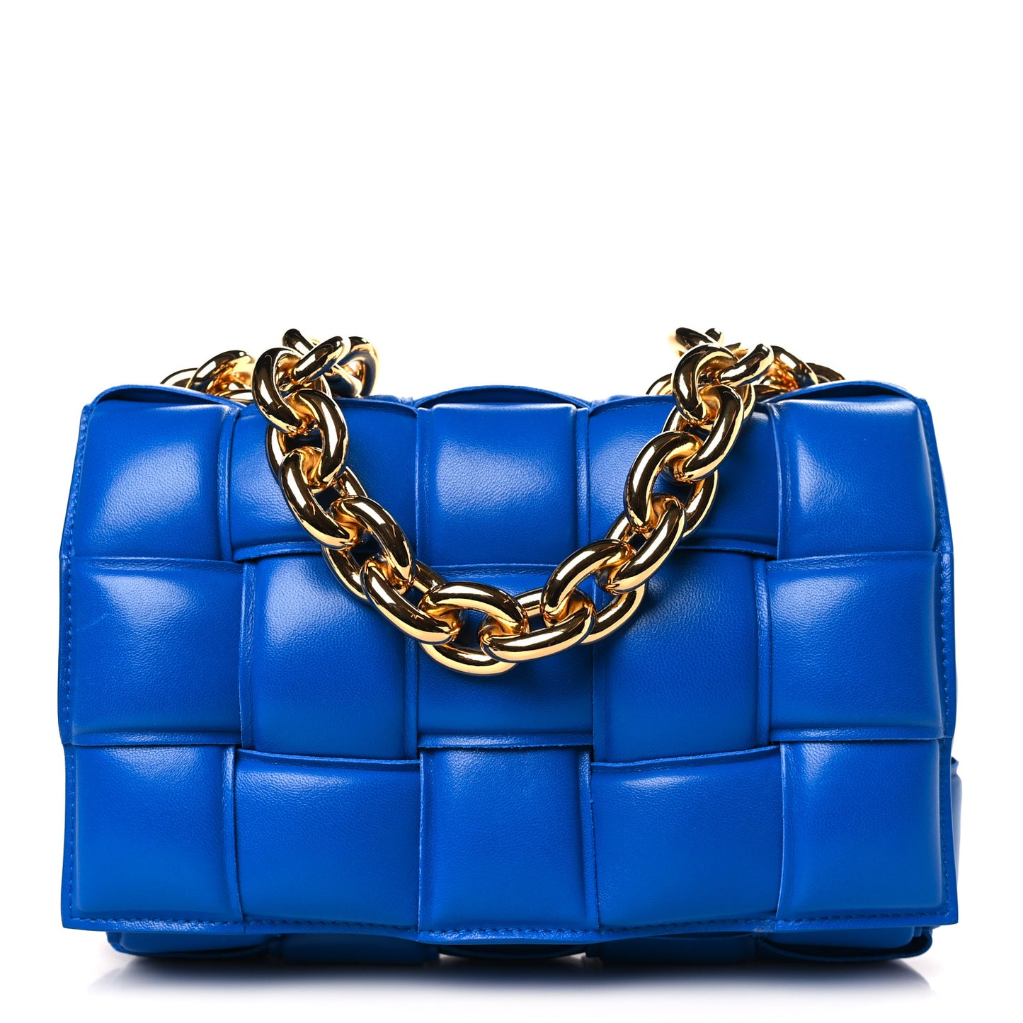 Lambskin Maxi Intreccio Padded Chain Cassette Crossbody Bag Cobalt