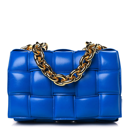 Bottega Veneta Lambskin Maxi Intreccio Padded Chain Cassette Crossbody Bag Cobalt 1 of 9