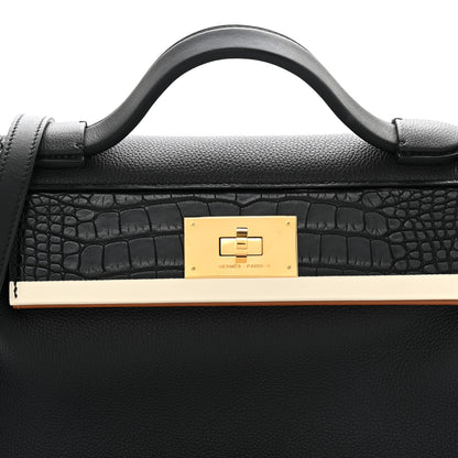 Hermes Togo Matte Alligator Swift Touch 24/24 29 Black Nata Gold 8 of 11