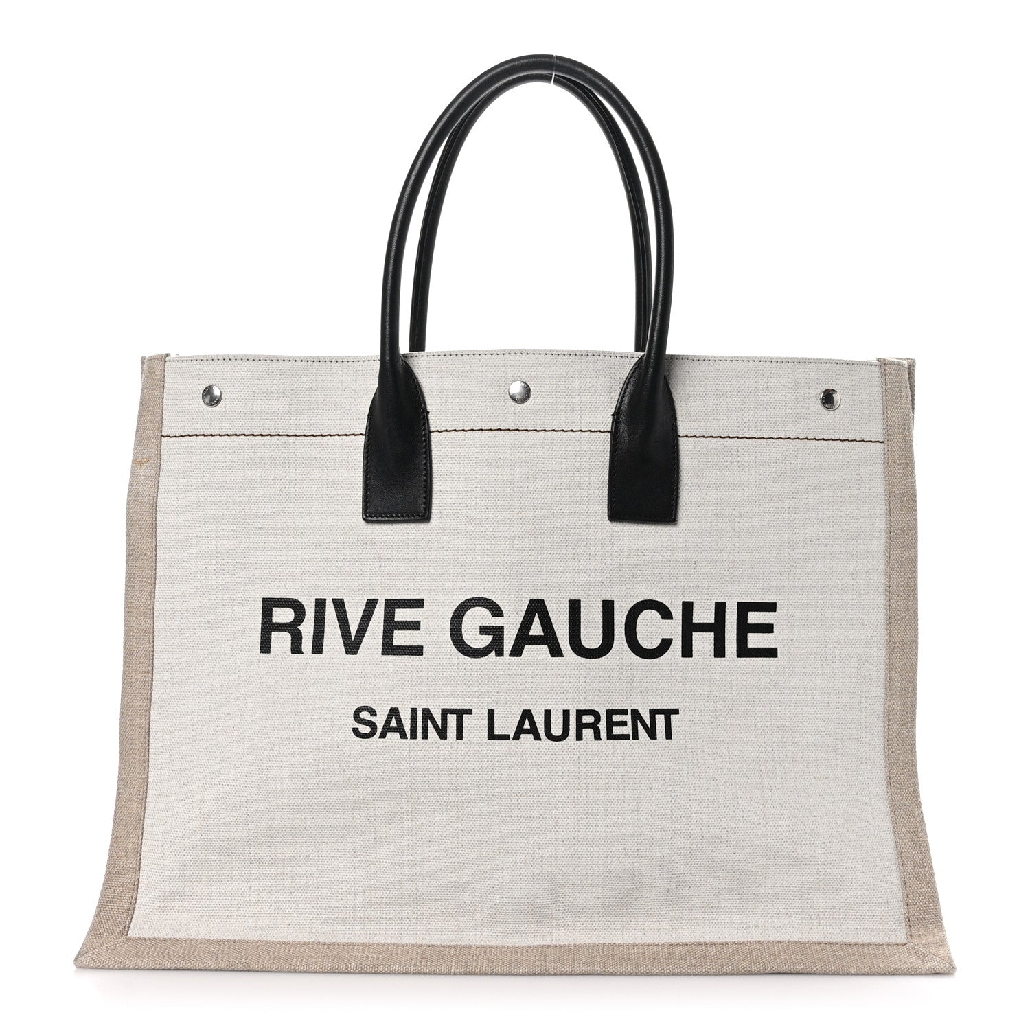 Saint Laurent Linen Calfskin Rive Gauche Tote Optic White 1 of 8