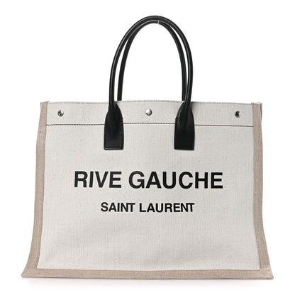 Saint Laurent Linen Calfskin Rive Gauche Tote Optic White 1 of 8