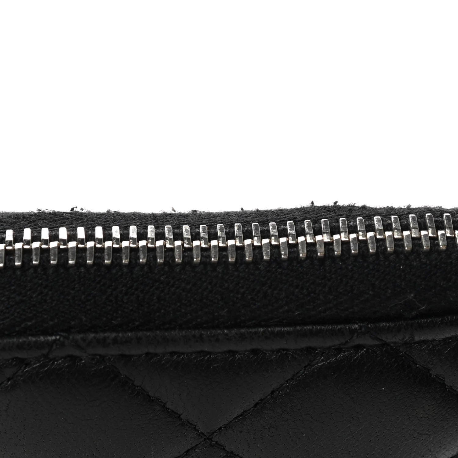 Chanel Lambskin Quilted Large Gusset Zip Around Wallet Black 10 of 18