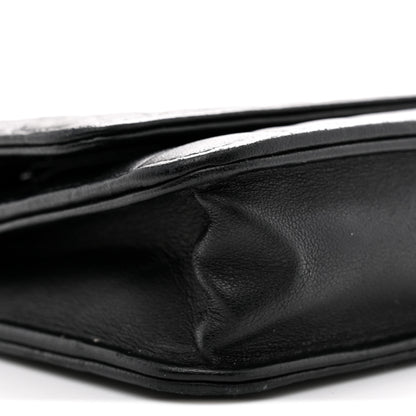 Chanel Lambskin Camellia Embossed Wallet On Chain WOC Black 9 of 15