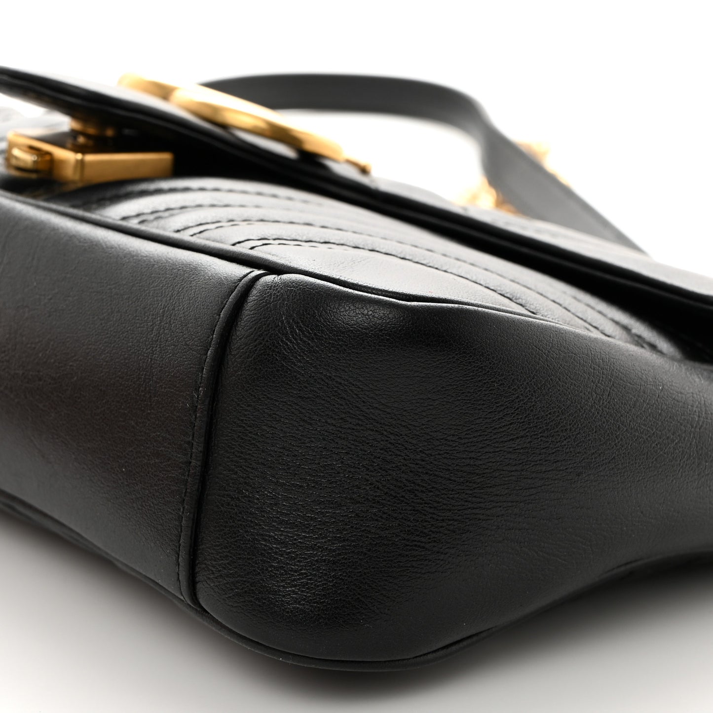 Calfskin Matelasse Small GG Marmont Shoulder Bag Black