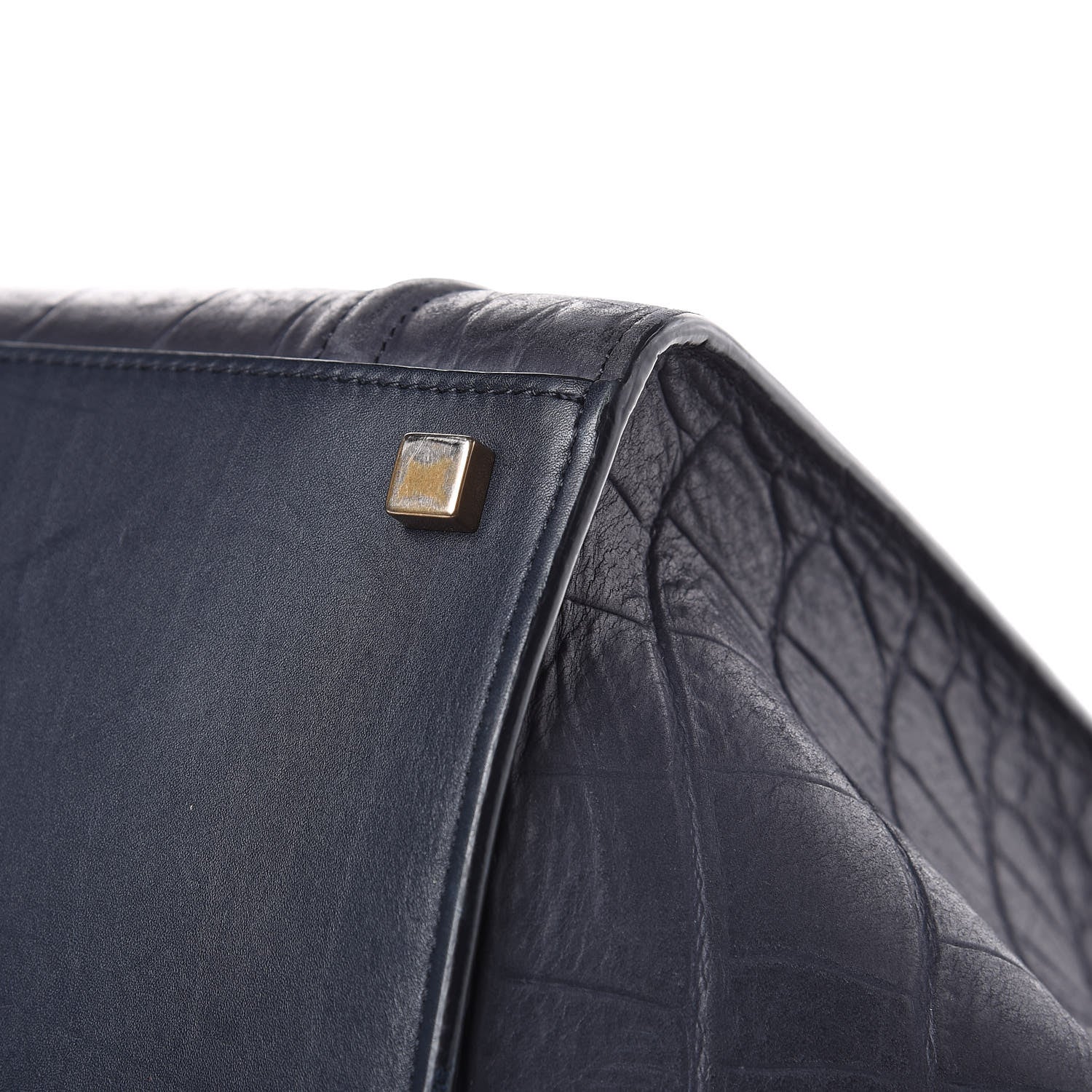 Celine Crocodile Embossed Calfskin Medium Phantom Luggage Navy Blue 11 of 21