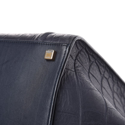Celine Crocodile Embossed Calfskin Medium Phantom Luggage Navy Blue 11 of 21
