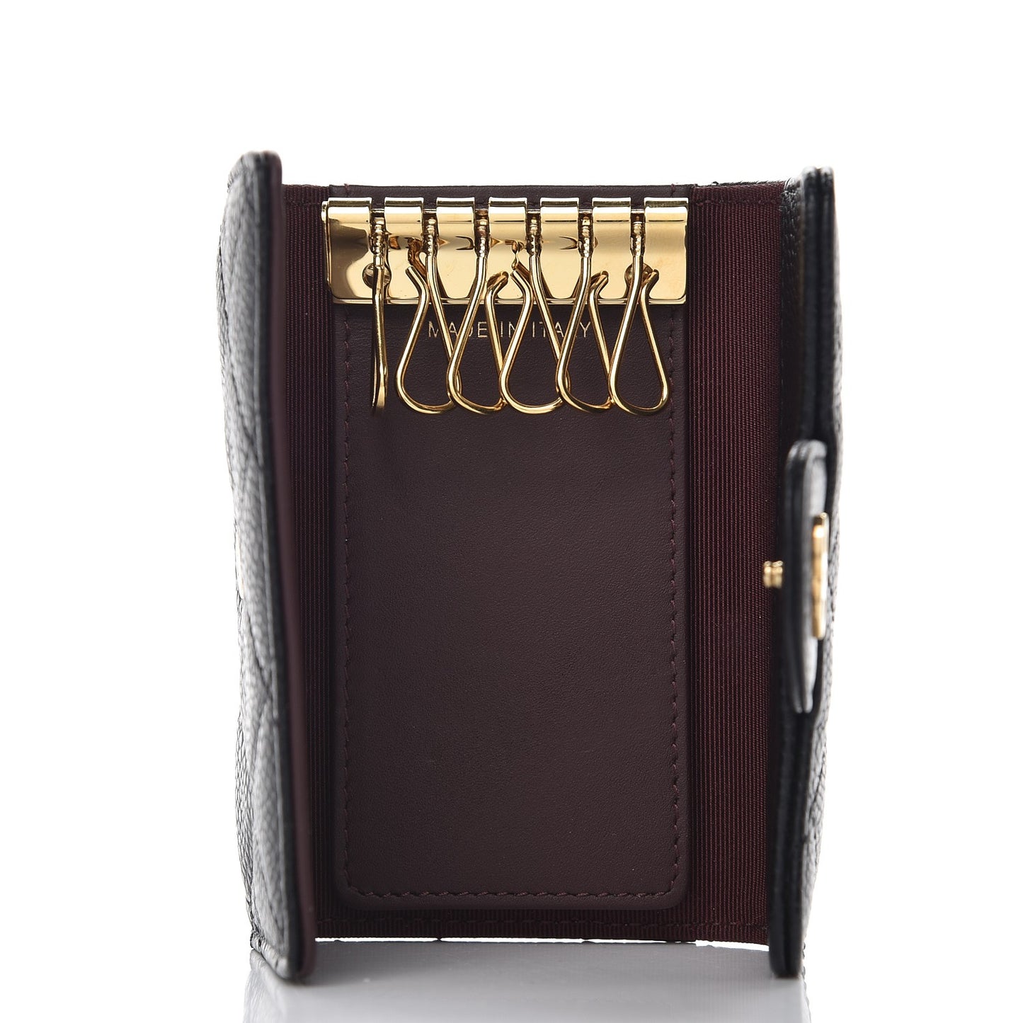 Caviar Quilted 6 Key Holder Black